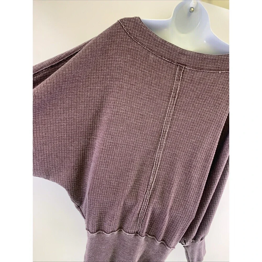 Free People Willow Thermal Top Decadent Purple OB872331 Dolman Sleeves Womens XS